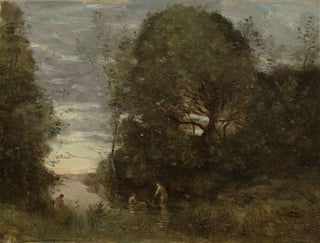 Badende in einer bewaldeten Bucht - Jean-Baptiste-Camille Corot — Ansicht des Kunstwerks