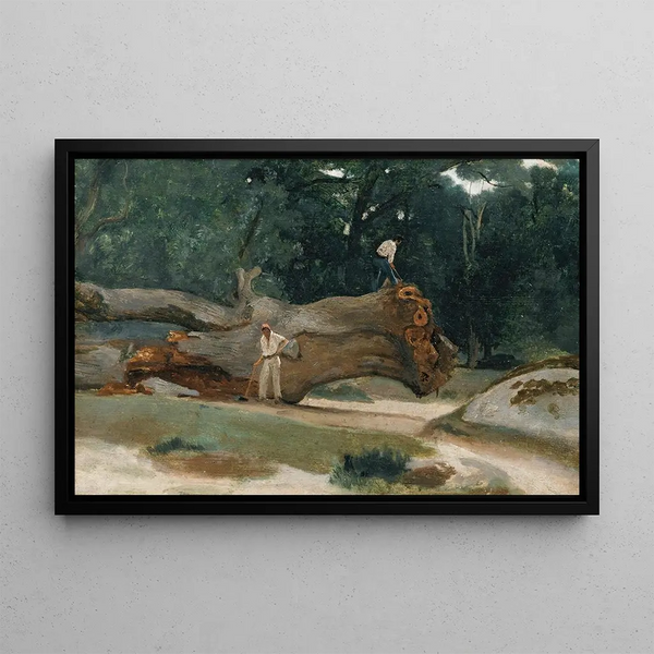 Holzfäller-Gemälde - Jean-Baptiste-Camille Corot — gerahmtes Bild an der Wand