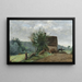 Hof mit Reiter und kleinem Mädchen im Vordergrund - Jean-Baptiste-Camille Corot — gerahmtes Bild an der Wand