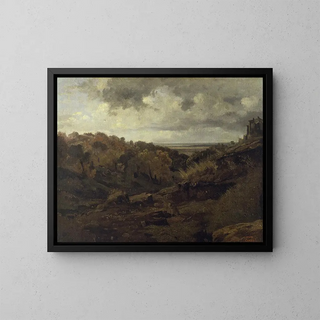 Italienisches Landschaftsgemälde bei Marino im Herbst - Jean-Baptiste-Camille Corot — gerahmtes Bild an der Wand