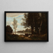 Landschaftsgemälde mit Kühen - Jean-Baptiste-Camille Corot — gerahmtes Bild an der Wand
