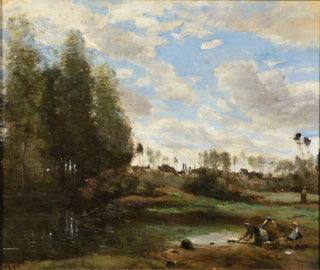 Laveuses au bord de l'eau - Jean-Baptiste-Camille Corot — Ansicht des Kunstwerks
