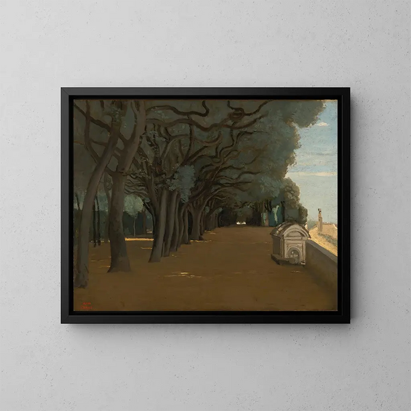 Terrasse der Villa Pamphili in Rom - Jean-Baptiste-Camille Corot — gerahmtes Bild an der Wand