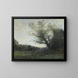 Souvenir d'Italie. La cueillette - Jean-Baptiste-Camille Corot — gerahmtes Bild an der Wand