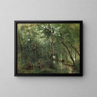 Die Eintreiber der Aale - Jean-Baptiste-Camille Corot — gerahmtes Bild an der Wand