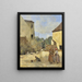 Drei Bäuerinnen, die in einem ländlichen Hof sprechen - Jean-Baptiste-Camille Corot — gerahmtes Bild an der Wand