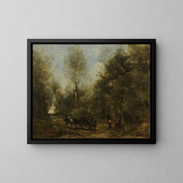Eine Allee im Wald von Wagnonville - Jean-Baptiste-Camille Corot — gerahmtes Bild an der Wand
