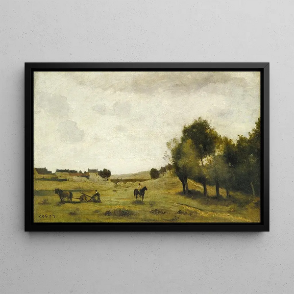 Ansicht in der Nähe von Épernon - Jean-Baptiste-Camille Corot — gerahmtes Bild an der Wand