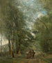 Stadt Ville d'Avray Bauern beim Gespräch am Weg entlang des Teiches - Jean-Baptiste-Camille Corot — Ansicht des Kunstwerks