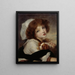 Portrait eines Mädchens mit kleinem Hund - Jean-Baptiste Greuze — gerahmtes Bild an der Wand