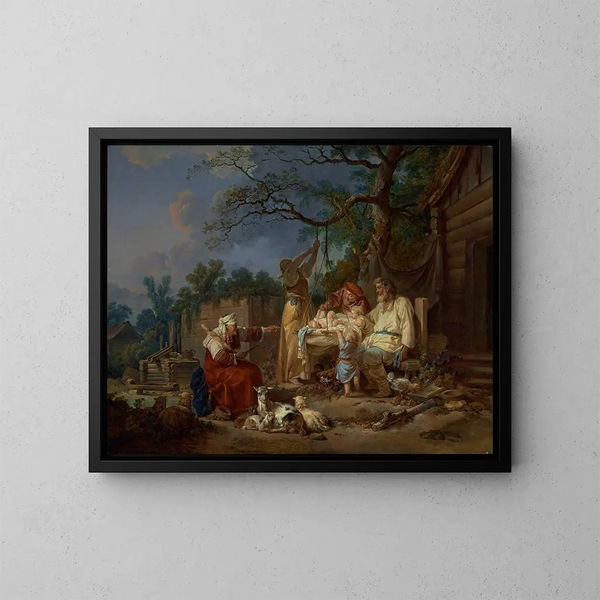 Das russische Kinderbett - Jean-Baptiste Le Prince — gerahmtes Bild an der Wand
