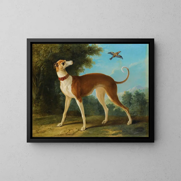 Windhund in einer Landschaft - Jean-Baptiste Oudry — gerahmtes Bild an der Wand