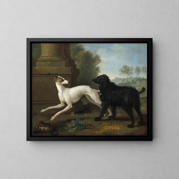 Misse und Luttine - Jean-Baptiste Oudry — gerahmtes Bild an der Wand