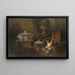 Naturstillleben mit totem Wild und Silberschüssel auf einem türkischen Teppich - Jean-Baptiste Oudry — gerahmtes Bild an der Wand