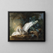 Ein erstaunlicher Wasserhund, der einen Schwan auf seinem Nest überrascht - Jean-Baptiste Oudry — gerahmtes Bild an der Wand