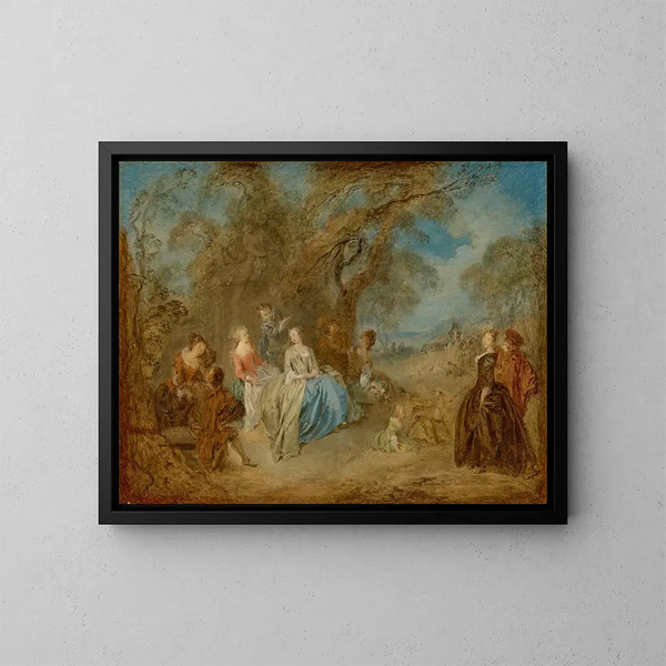 Ein elegantes Unternehmen in einem Park - Jean-Baptiste Pater — gerahmtes Bild an der Wand