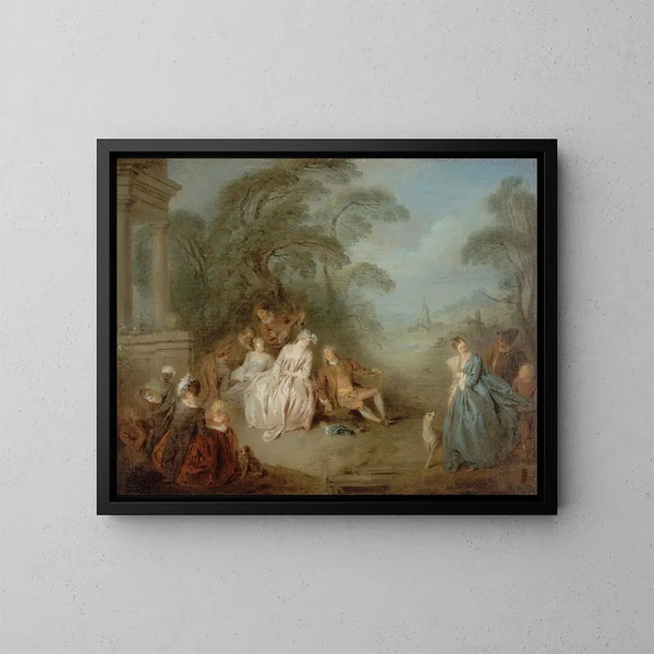 Versammlung in einem Park - Jean-Baptiste Pater — gerahmtes Bild an der Wand