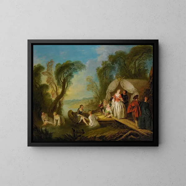 Festliche Gesellschaft: Das Vergnügungsboot - Jean-Baptiste Pater — gerahmtes Bild an der Wand