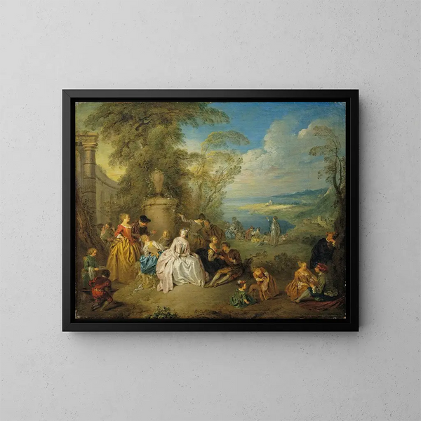 Festliche Gesellschaft in einer Küstenlandschaft - Jean-Baptiste Pater — gerahmtes Bild an der Wand