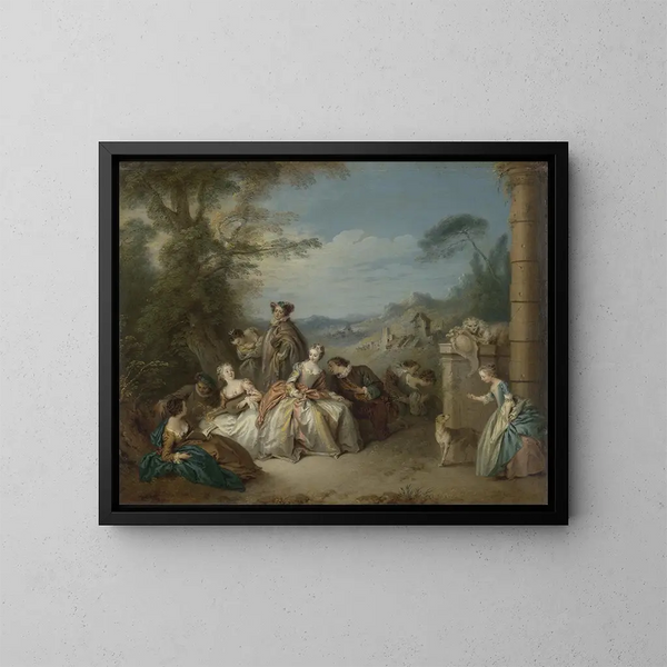Festliche Gesellschaft in einer Landschaft - Jean-Baptiste Pater — gerahmtes Bild an der Wand