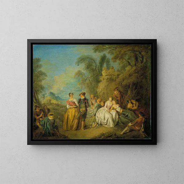 Festliche Gesellschaft mit tanzendem Paar - Jean-Baptiste Pater — gerahmtes Bild an der Wand