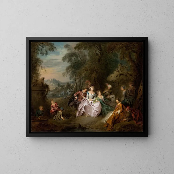 Ruhen in einem Park - Jean-Baptiste Pater — gerahmtes Bild an der Wand