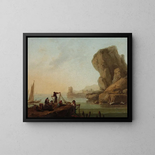 JeanBaptiste Pillement - Fishermen pulling nets at the seaside.webp