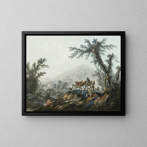Landschaftsbild - Jean-Baptiste Pillement — gerahmtes Bild an der Wand