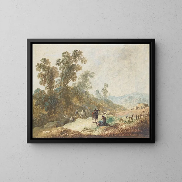 Ländliche Landschaft - Jean-Baptiste Pillement — gerahmtes Bild an der Wand