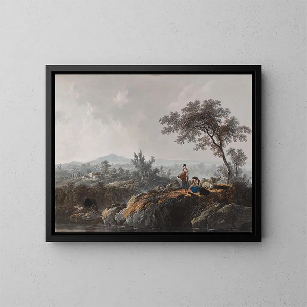 Hirten in einer Landschaft - Jean-Baptiste Pillement — gerahmtes Bild an der Wand