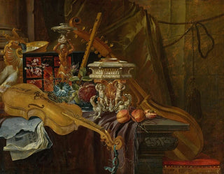 Naturstillleben mit Musikinstrumenten - Jean-Baptiste van Moerkercke — Ansicht des Kunstwerks
