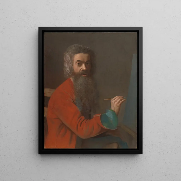 Selbstporträt im türkischen Kostüm - Jean-Étienne Liotard — gerahmtes Bild an der Wand