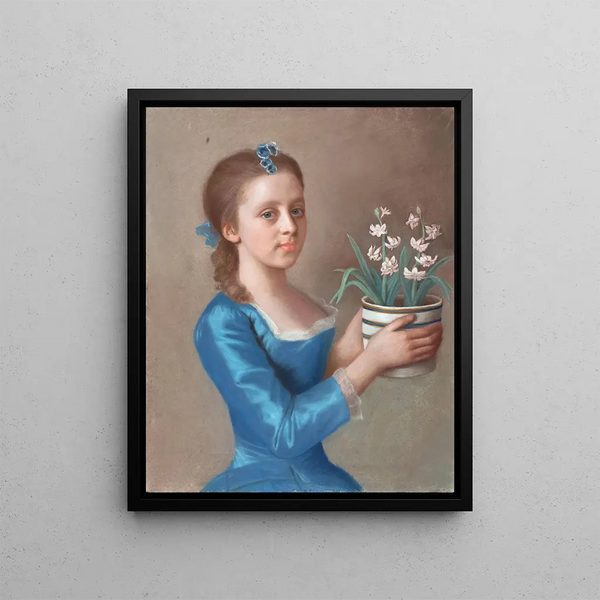 Junge Frau mit einer Hyazinthenvase - Jean-Étienne Liotard — gerahmtes Bild an der Wand