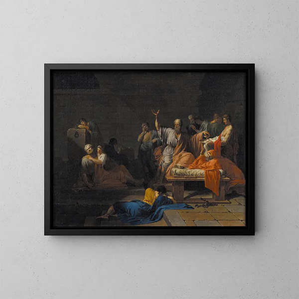 Der Tod des Sokrates - Jean-François-Pierre Peyron — gerahmtes Bild an der Wand