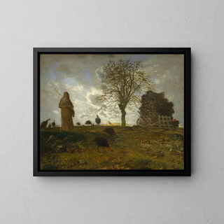 Herbstlandschaft mit einer Gänseherde - Jean-François Millet — gerahmtes Bild an der Wand