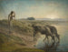 Bauernbild, das seine Kühe am Ufer der Allier bei Sonnenuntergang gießt - Jean-François Millet — Ansicht des Kunstwerks