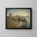 Bauernbild, das seine Kühe am Ufer der Allier bei Sonnenuntergang gießt - Jean-François Millet — gerahmtes Bild an der Wand
