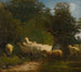 Schafe beim Weiden entlang einer Hecke - Jean-François Millet — Ansicht des Kunstwerks