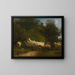 Schafe beim Weiden entlang einer Hecke - Jean-François Millet — gerahmtes Bild an der Wand