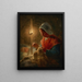 Frau, die bei Licht einer Lampe näht - Jean-François Millet — gerahmtes Bild an der Wand