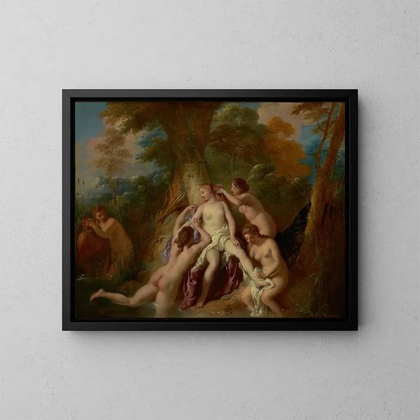 Diane und ihre Nymphen beim Baden - Jean-François de Troy — gerahmtes Bild an der Wand
