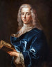Portrait eines Mannes im blauen Mantel, der ein Buch hält - Jean-François de Troy — Ansicht des Kunstwerks