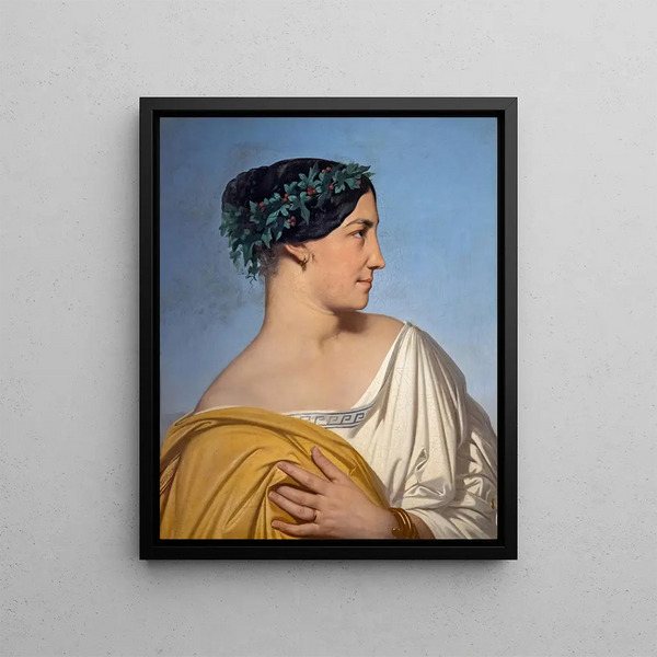 Kopf einer Frau - Jean-Hippolyte Flandrin — gerahmtes Bild an der Wand
