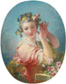 Eine junge Frau, die ihre puderige Frisur mit einem Rosenstrauß schmückt - Jean-Honoré Fragonard — Ansicht des Kunstwerks