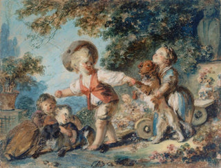 Kinder, die mit zwei Hunden spielen - Jean-Honoré Fragonard — Ansicht des Kunstwerks