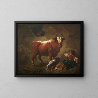 Innenansicht eines Tisches - Jean-Honoré Fragonard — gerahmtes Bild an der Wand