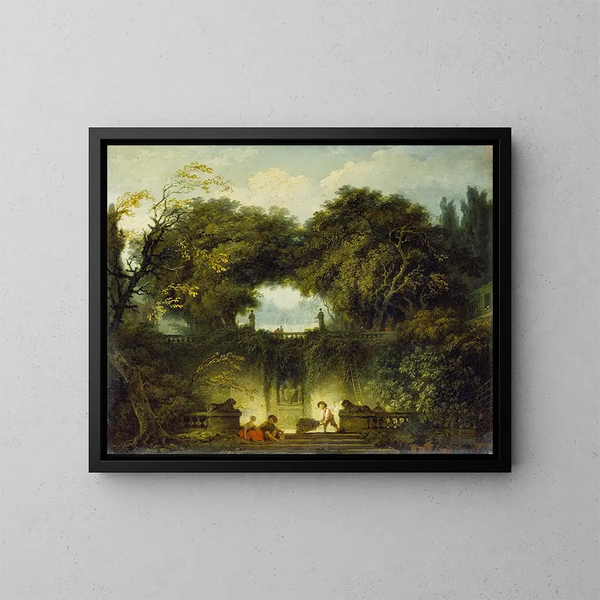 Der kleine Park - Jean-Honoré Fragonard — gerahmtes Bild an der Wand