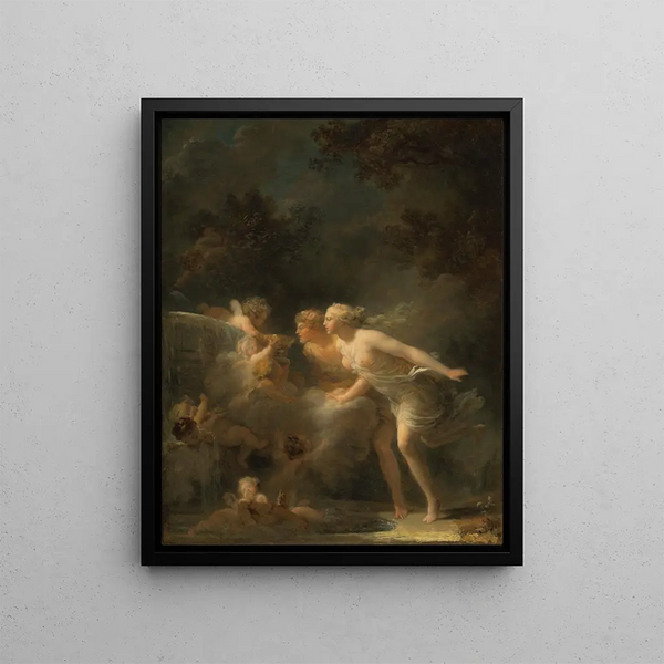 La Fontaine de l'amour - Jean-Honoré Fragonard — gerahmtes Bild an der Wand