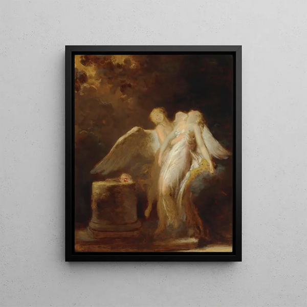 Das Opfer der Rose - Jean-Honoré Fragonard — gerahmtes Bild an der Wand