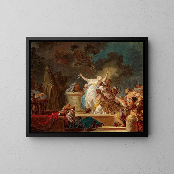 Der Opfergang an den Minotaurus - Jean-Honoré Fragonard — gerahmtes Bild an der Wand